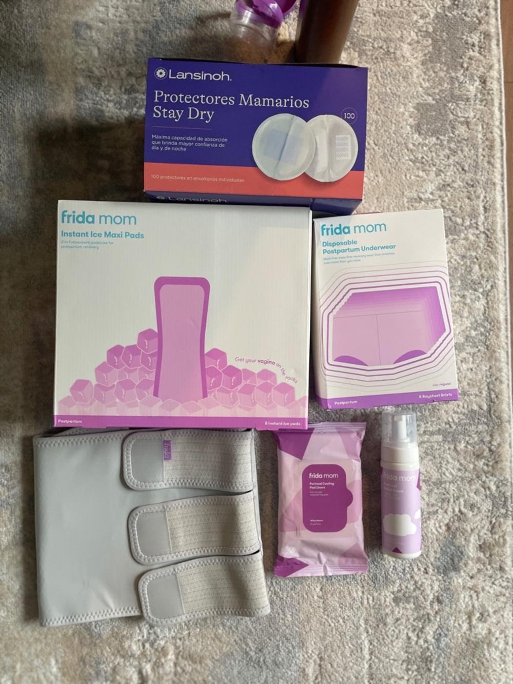 Frida Mom Postpartum Care Bundle with Lansinoh Nursing Pads